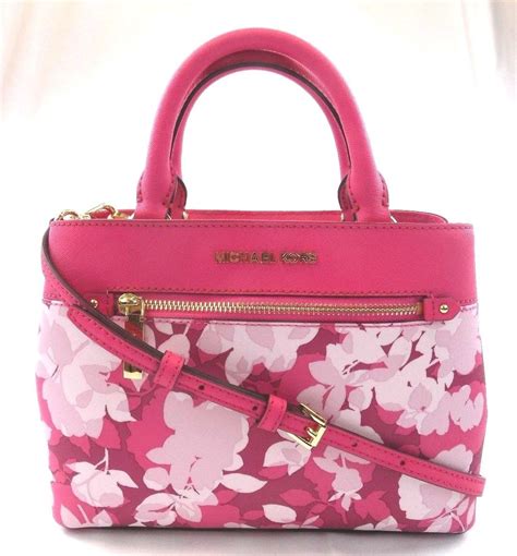 michael kors pink hailee satchel with flowers|pink Michael Kors satchel.